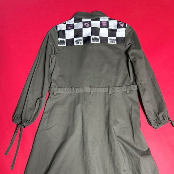 Khaki Street-Style Utility Maxi Dress with Print, Size US 4 - Picture 8 of 11